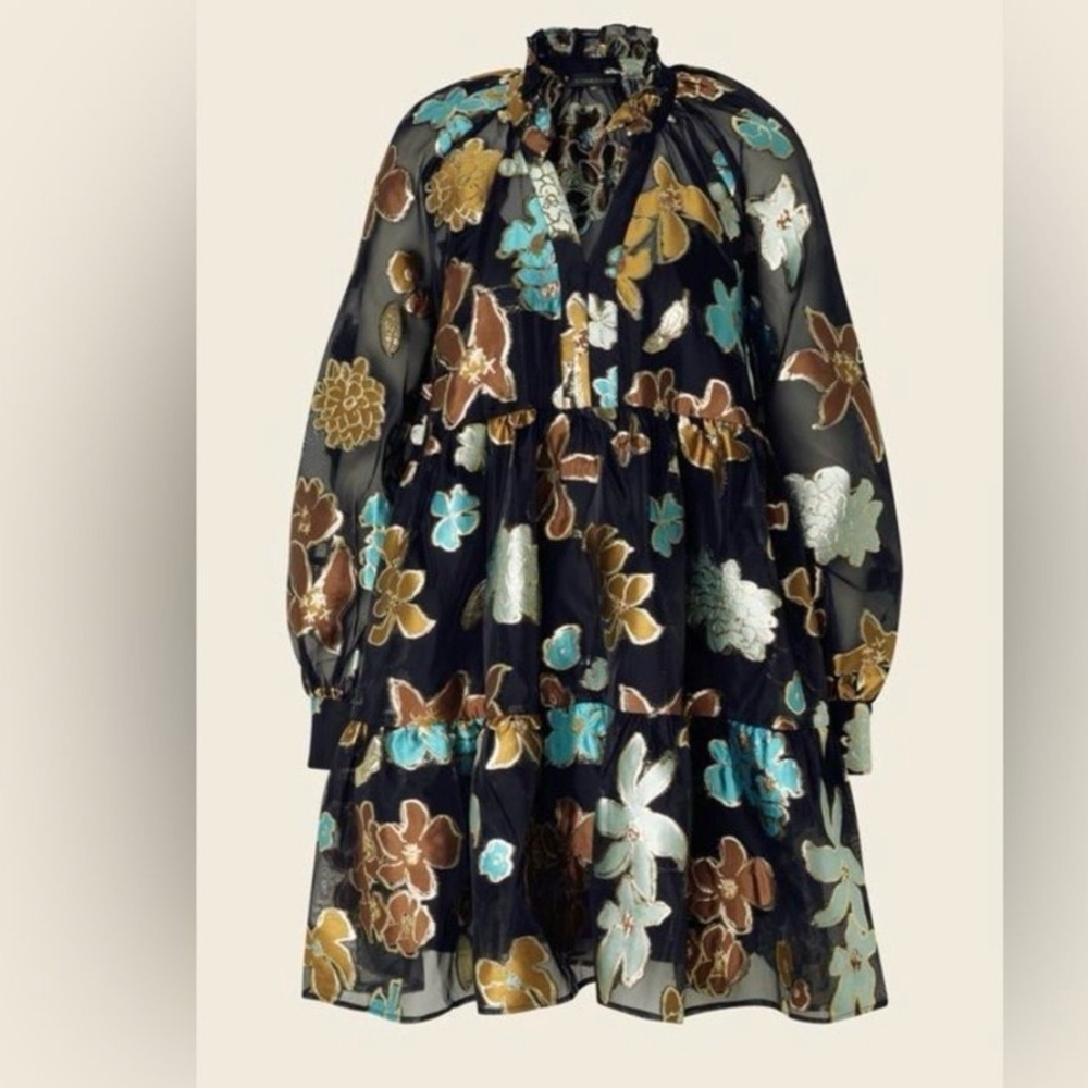 Stine Goya Jasmine Balloon Sleeve Dress Sz M Flower Garden Autumn Print